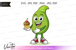 Happy green bean holding cupcake Product Image 1