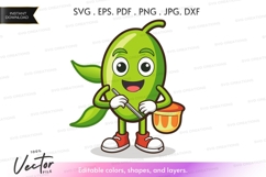 Green mango character playing drum Product Image 1