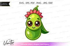 Cute green alien with flower hair Product Image 1