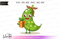 Happy pea holding a gift box Product Image 1
