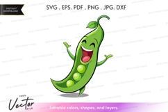 Happy pea pod clipart Product Image 1