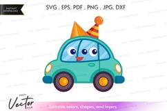 Celebrating car silhouette clipart Product Image 1