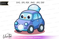 Cartoon car with penguin silhouette Product Image 1