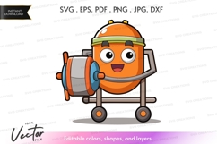 Construction worker concrete mixer silhouette clipart Product Image 1