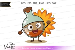 Cheerful beer bottle character with sunflower Product Image 1
