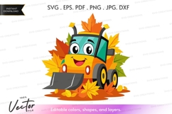 Autumn construction vehicle silhouette clipart Product Image 1