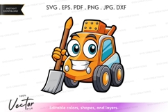 Happy construction vehicle silhouette clipart Product Image 1