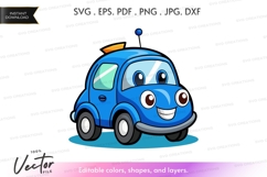 Happy blue car silhouette clipart Product Image 1