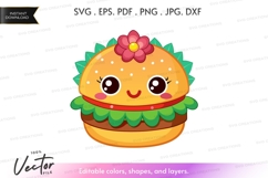 Cute burger with flower silhouette clipart Product Image 1