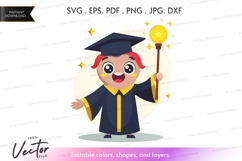 Graduating magician vector silhouette clipart Product Image 1