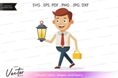 Businessman with lantern vector silhouette clipart Product Image 1