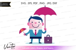 Businessman with umbrella vector silhouette clipart Product Image 1