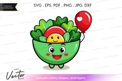 Happy salad character with balloon Product Image 1