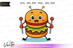 Funny burger alien vector silhouette clipart Product Image 1