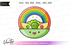 Kawaii baby yoda under rainbow vector silhouette clipart Product Image 1