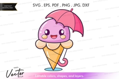 Cute ice cream character with umbrella Product Image 1