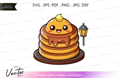 Stack of pancakes with face and syrup Product Image 1