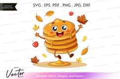 Stack of pancakes with face and arms celebrating autumn Product Image 1