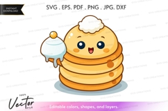 Stack of pancakes with whipped cream Product Image 1