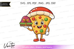 Pepperoni pizza santa silhouette clipart Product Image 1