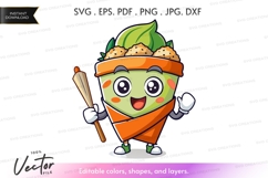 Cheerful carrot character holding a rolling pin Product Image 1