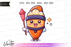 Vector silhouette clipart of a cute ice cream cone character Product Image 1