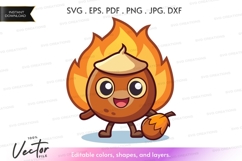 Vector silhouette clipart of a cute fire character Product Image 1