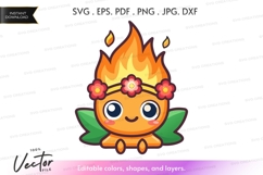 Vector silhouette clipart of a cute fire elemental Product Image 1