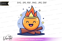Campfire character vector silhouette clipart Product Image 1