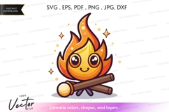 Campfire character vector silhouette clipart Product Image 1