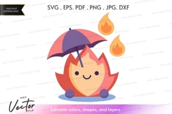 Cute fire character with umbrella Product Image 1