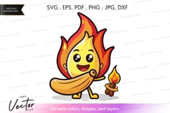 Cute fire flame character holding a torch Product Image 1