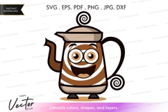 Happy tea kettle vector silhouette clipart Product Image 1