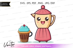 Teapot character with cupcake Product Image 1