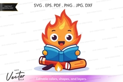 Cute fire character reading a book Product Image 1
