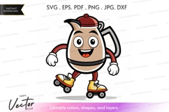 Teapot skating vector silhouette clipart Product Image 1