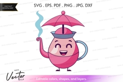 Teapot with umbrella vector silhouette clipart Product Image 1