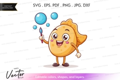 Happy fish painting vector silhouette clipart Product Image 1