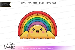 Kawaii chicken under rainbow Product Image 1