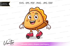 Roller skating samosa - vector silhouette clipart Product Image 1