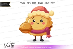 Cheerful sheep with pie - vector silhouette clipart Product Image 1