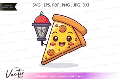 Happy pizza slice with lantern Product Image 1
