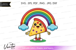Pizza slice with rainbow silhouette clipart Product Image 1
