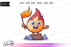 Happy fire character holding a flag Product Image 1
