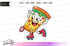 Pizza skating vector silhouette clipart Product Image 1