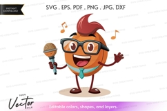 Singing nut vector silhouette clipart Product Image 1