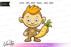 Cartoon monkey holding a carrot Product Image 1