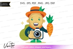 Happy farmer with camera and carrot Product Image 1