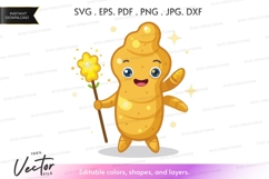 Cute poop character holding a flower - vector silhouette cli Product Image 1