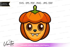 Cute pumpkin face vector silhouette clipart Product Image 1